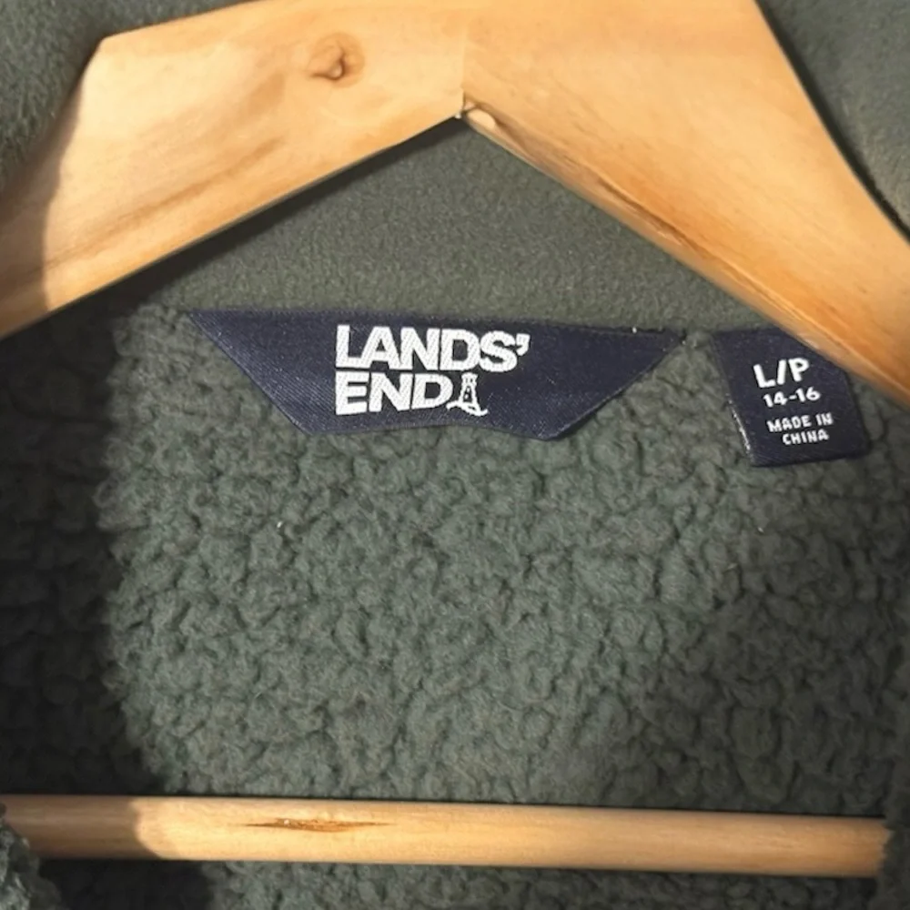 Women’s Land End fleece‎ jacket size Large Petite-forest green - Picture 4 of 4